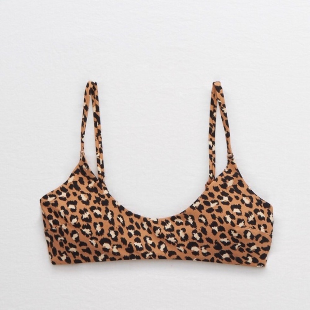Aerie Leopard Scoop Bikini Top M